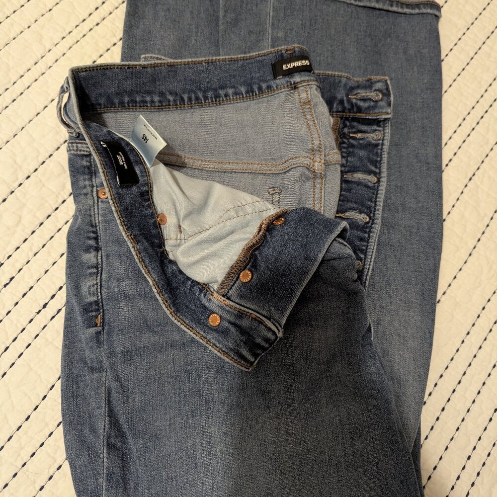 Express - High Waist Button Fly Bootcut Jean - 14 (short)